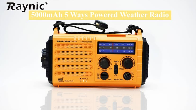 Raynic Weather Radio, 5000mAh/18500mWh NOAA Weather Radio, Solar Hand Crank Emergency Radio with AM/FM/SW/NOAA Weather Alert, Flashlight, Reading Lamp, Cell Phone Charger and SOS Siren
