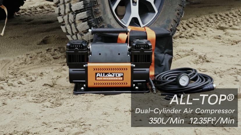ALL-TOP Air Compressor Kit, Dual Cylinder 12V Portable Inflator 12.35 ft³/Min, Offroad Air Compressor Pump for Truck Tires, Heavy Duty Max 150 PSI for 4x4 Vehicle & RV