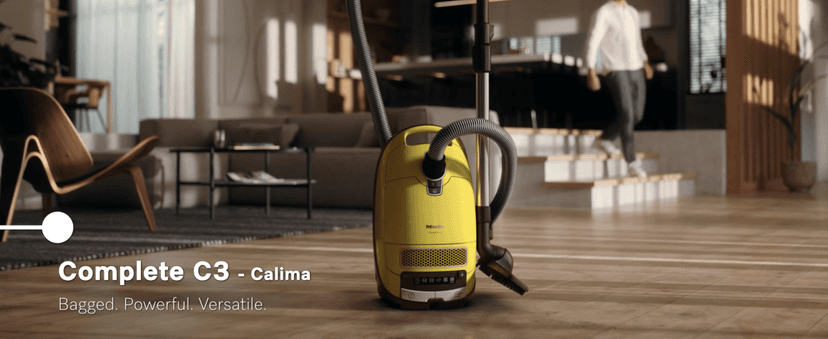 Miele Complete C3 Calima Bagged Canister Vacuum Cleaner with Turbobrush floorhead, Suitable for Low-Medium Pile Carpet and Hard Floors, in Curry Yellow