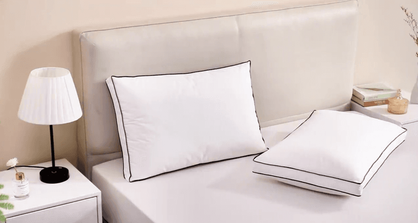 Feather Down Pillows Queen Size Set of 2 with Gusset, Luxury Hotel Collection Bed Pillow 2 Pack, Down Surrounded Gusseted Pillows for Sleeping, Soft Fluffy for Side, Back Sleepers 20x30 in.