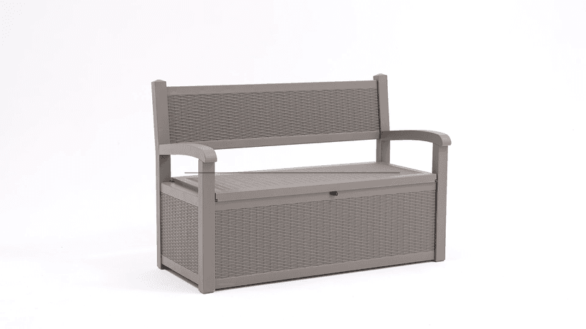 YITAHOME 70 Gallon Storage Bench Deck Box, Lockable Patio Bench, Waterproof Outdoor Pool Deck Storage for Patio Cushions, Garden Tools and Pool Supplies, Light Brown