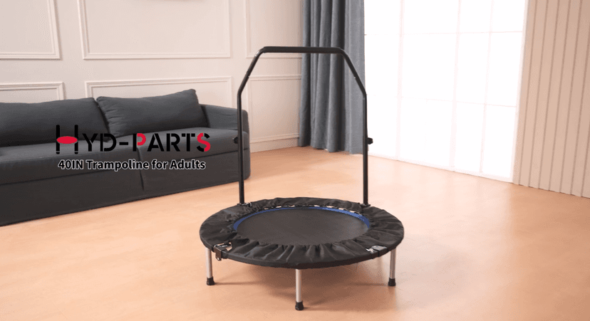 HYD-Parts 40" 48" Mini Trampoline for Adults and Kids Exercise Rebounder with Adjustable Bar Fitness Trampoline Indoor Max Load 330 440lbs