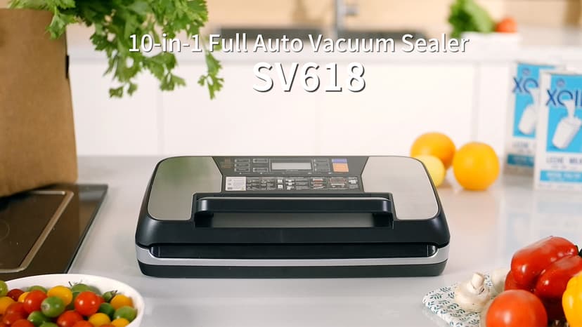 95kpa Vacuum Sealer Machine, Commercial Full Automatic Food Sealer, Food Vacuum Sealing Machine with Cutter, 10 Pre-cut Bags & Bag Rolls and Accessory Hose, Fully Starter Kits, Black