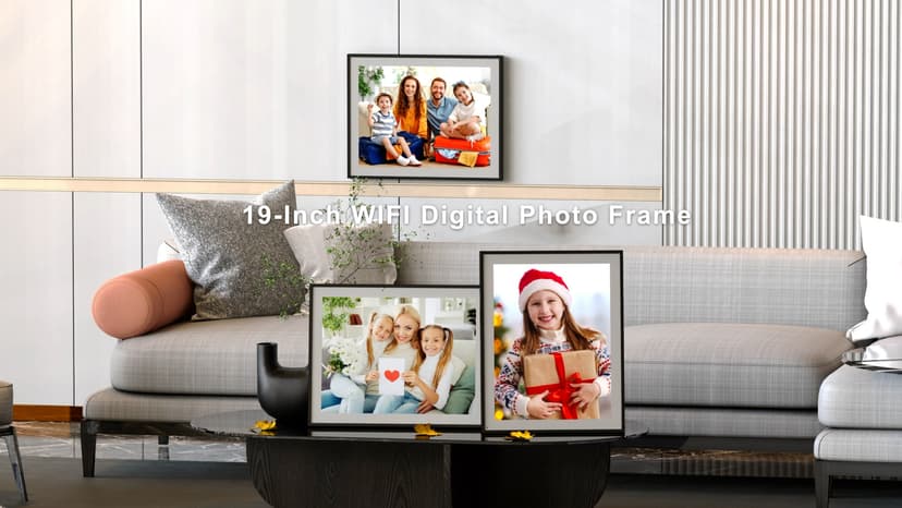 19-inch Digital Picture Frame Large-Photo-Frame - 64GB Dual-WiFi Digital Frame, Light Sensor, Full Function, Sharing Photos Videos via App or Email Instantly, Unlimited Cloud Storage, Wall Mountable