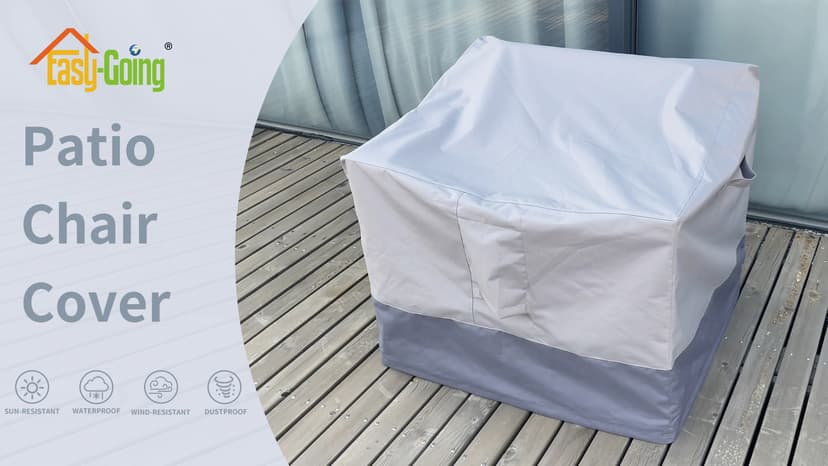 Easy-Going Outdoor Chair Cover Waterproof, Heavy Duty Patio Chair Cover, Windproof Outdoor Furniture Cover with Air Vent (2 Pack-33.5Wx31.5Dx36H inch, Gray/Dark Gray)