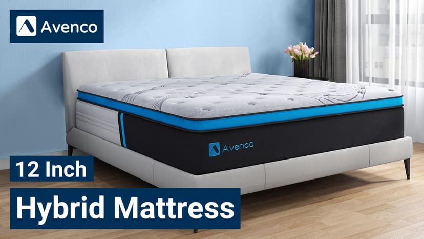Avenco Hybrid Mattress in a Box Full, 12 Inch Pocket Spring and Gel Memory Foam Mattress for Full Size Bed, Medium Firm, Edge Support, CertiPUR-US Certified