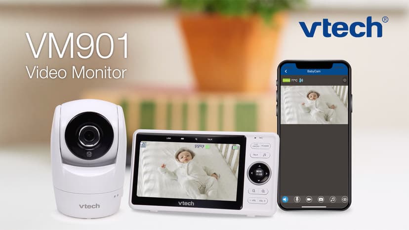 VTech Upgraded Smart WiFi Baby Monitor, 1080p FHD Camera and 5" HD IPS Display, Free App with Motion Video, Sound/Motion Detection and Notifications, Fully Remote Pan-Tilt-Zoom: VM901