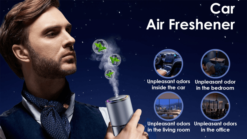 Smart Car Air Freshener, Car Air Freshener, Diffuser 150ml Capacity for 6 Months, Auto On/Off, 3 Adjustable Modes, RGB Music Syncing Light, Perfect for CAR,Bedroom and Office (Cologne)
