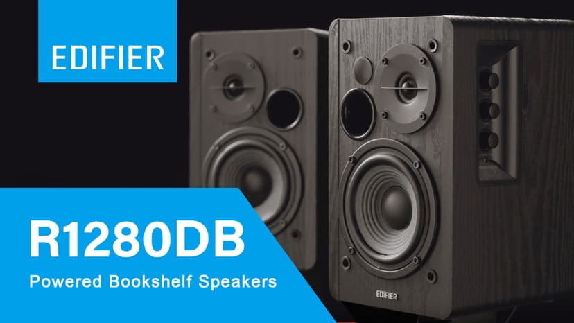 Edifier R1280DB Powered Bluetooth Bookshelf Speakers - Optical Input - Wireless Studio Monitors - 4 Inch Near Field Speaker - 42w RMS - Wood Grain