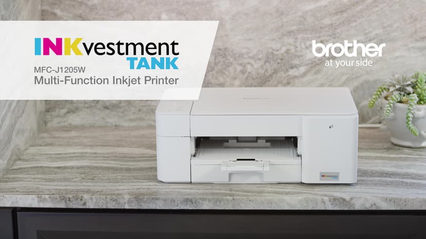 Brother MFC-J1205W INKvestment -Tank Wireless Multi-Function Color Inkjet Printer with Up to 1-Year in Box, Works with Alexa
