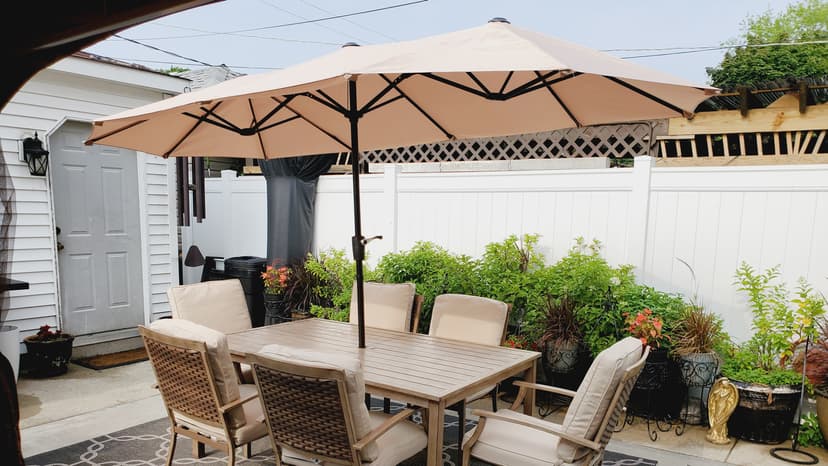 PHI VILLA 13ft Large Patio Umbrella Double-Sided Twin Outdoor Market Umbrella with Crank, Beige