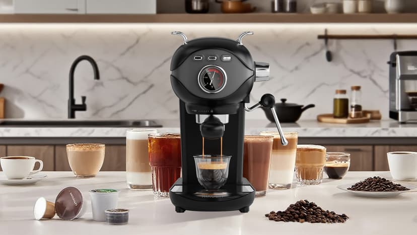 Espresso Machine, 20 BAR Pump Temperature Control, Compact Espresso Maker with Steam Milk Frother, Professional Coffee Makers for Home, Cappuccino, Latte, Gifts for Coffee Lover, Black