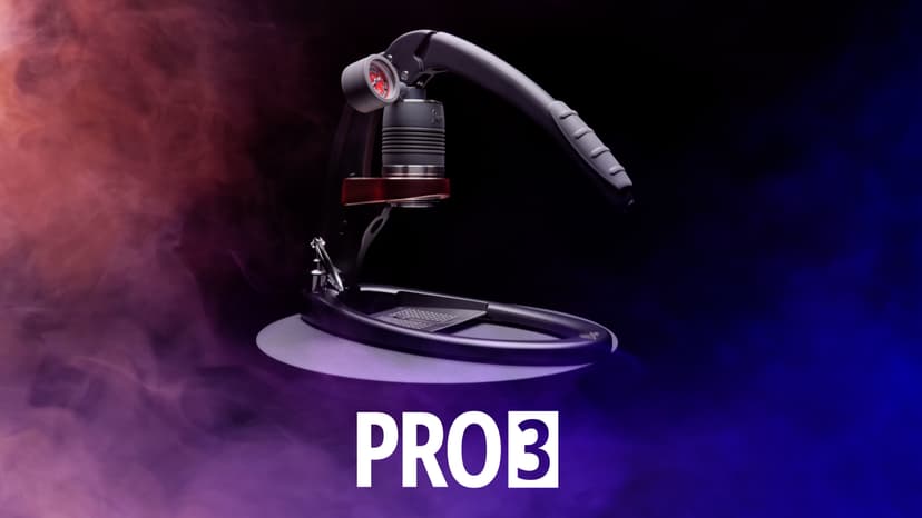 Flair UPDATED PRO 3 (Black) - All manual lever espresso maker with a stainless steel brew head, pressure gauge, and a shot mirror