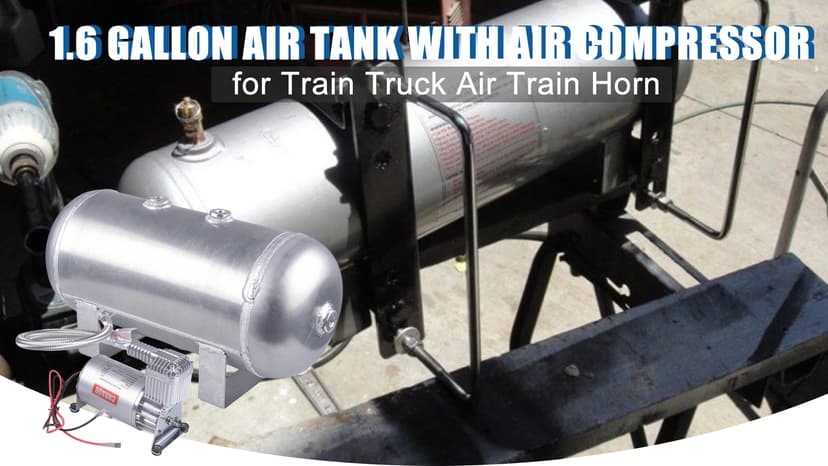 150 PSI Air Compressor with 1.6 Gallon Air Tank Aluminum Air Compressor Onboard System 12V 1/4NPT for Train Truck Trailer Train Auto Air Lift Suspension Heavy Duty Air Horn Compressor