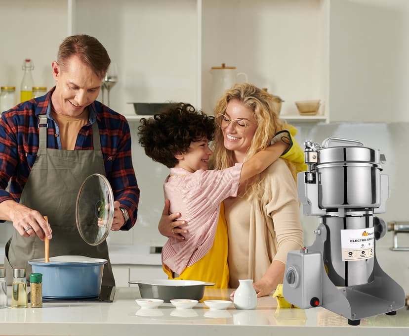 FoundGo Electric Grain Mill 10.6oz/300g Commercial Grain Grinder Stainless Steel Powder Grinding Machine 25,000rpm Pulverizer for Spice/Coffee/Flour/Pepper/Herb Superfine (300g, Standing)