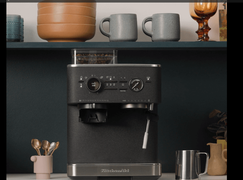 KitchenAid Semi Automatic Espresso Machine with Burr Grinder, KES6551, Porcelain White