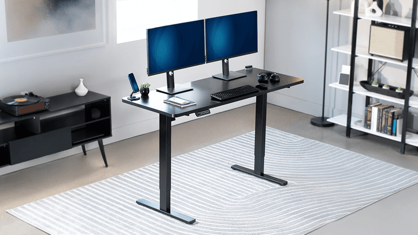 VIVO Electric 60 x 24 in Standing Desk, Memory Height Adjustment, 1B Series, One-Piece Black Top, Black Frame, DESK-KIT-1B6B