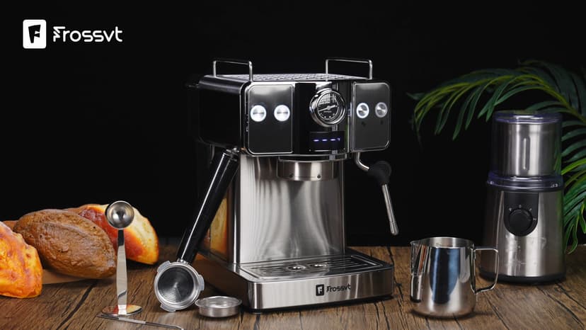 Espresso Machine 20 Bar, Milk Frother Steam Wand, 60oz (1.8 Liters) Water Tank, 1350W for Home Barista Espresso Latte Macchiato and Cappuccino Maker