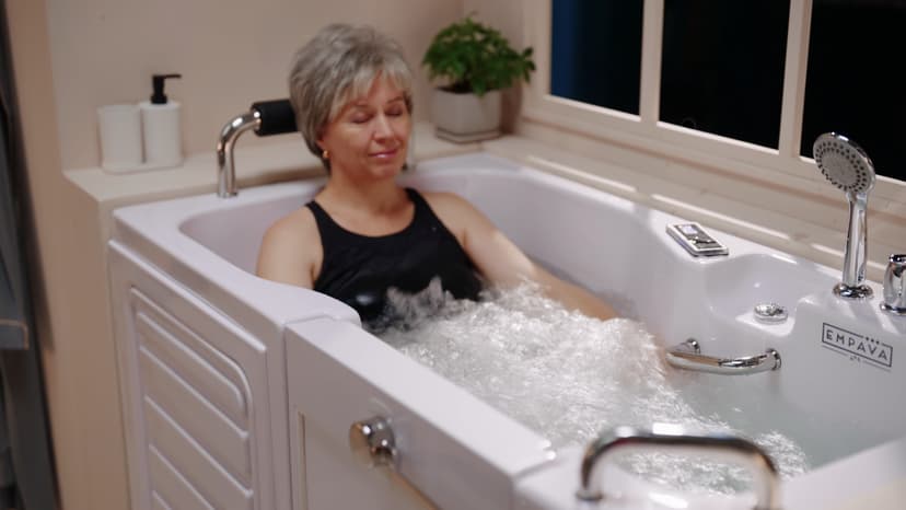 Empava Walk in Tub, 54" Whirlpool Bathtub with 12 Air & 13 Water Jets, Heated Massage Soaking Tub, 20% Wider Outward Swing Door, Right Drain,Walk-In Bathtub for Seniors, Acrylic