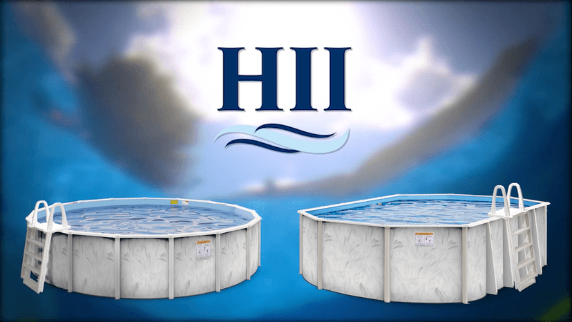 Hollowell Industries - Manufacturers of Doughboy Pools, 24 Ft x 52 Inch Deep Above Ground Pool with Skimmer - Hard Sided Steel Wall Pool, Brush Stroke Pattern - Made in USA