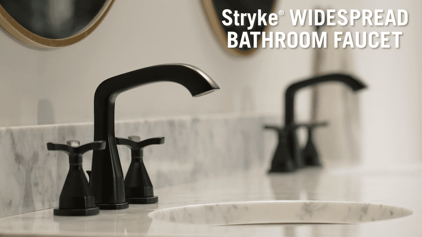 Delta Faucet Stryke Widespread Bathroom Faucet 3 Hole, Gold Bathroom Faucet with Cross Handles, Diamond Seal Technology, Metal Drain Assembly, Champagne Bronze 357766-CZMPU-DST