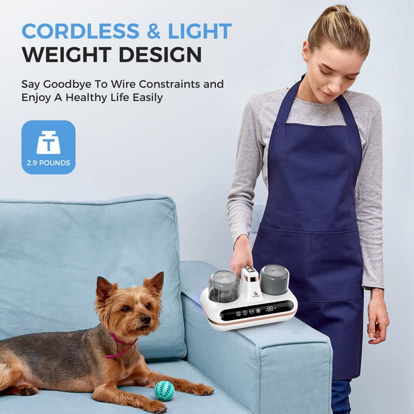 Mattress Vacuum Cleaner - 5-in-1 Cordless Bed Vacuum Cleaner, Powered by UV-C Light & Ultrasonic Technology, 16Kpa Strong Suction,Low Noise,Suitable for Dust, Pet Hair, Etc.