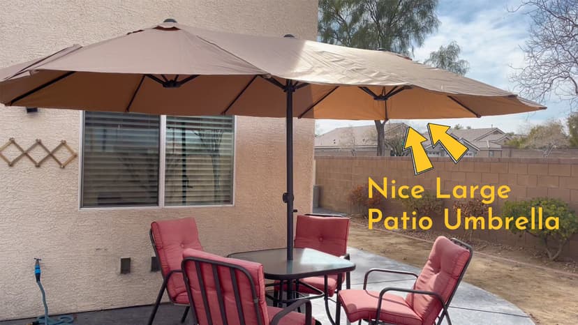 15FT Large Patio Umbrella with Base Included, Outdoor Deck Standing Umbrella with Crank Handle, Double-Side Rectangular Pool Umbrella for Outside, Market, Patio, Beige