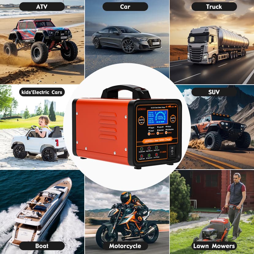 12V/24V Car Battery Chargers Heavy Duty, 0-20A Automatic Battery Maintainer with Auto Shutoffs, Repair, Winter Mode, Smart Trickle Charger for Automotive Car Truck Motorcycle RV AGM Deep Cycle