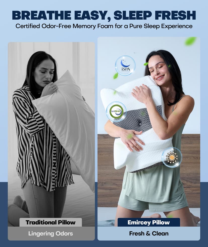 Sleep Doctor Approved Cervical Neck Pillow for Sleeping, Ergonomic Contour Side Sleeper Pillows for Adults, Cooling Orthopedic Pillow for Pain Relief Support, Memory Foam Pillows Back Stomach Sleepers