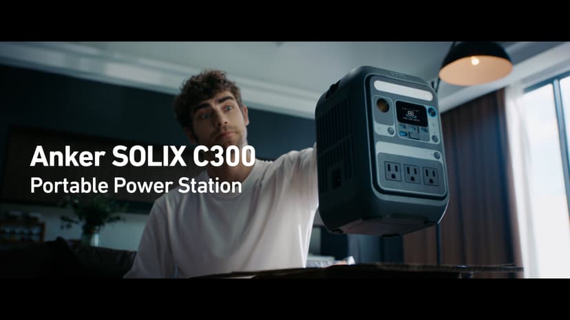 Anker Solar Generator SOLIX C300 with 60W Solar Panel, 288Wh Portable Power Station, 300W (600W Surge), LiFePO4 Battery, 140W Two-Way Fast Charging, for Outdoor Camping, Traveling, and Emergencies