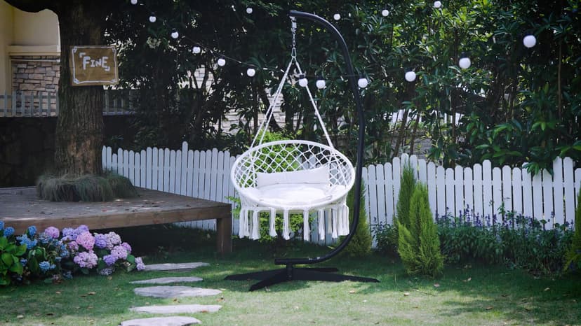 Greenstell Hammock Chair, Macrame Swing Chair with Comfy Cushion, Boho Hanging Chair for Outdoor & Indoor, Perfect for Bedroom, Patio, Balcony, Hold up to 330Lbs, Beige