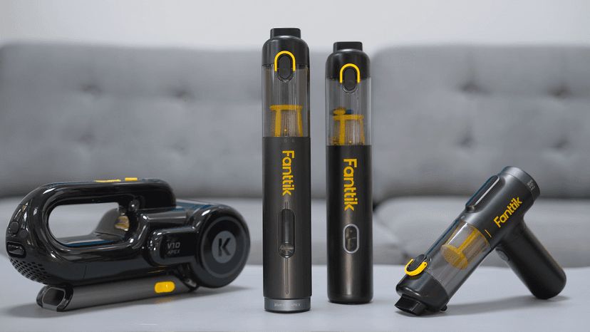 Fanttik Slim V8 Apex Car Vacuum, 4-in-1 Portable Mini Cordless Vacuum with 19000pa Suction Power, Type-C Charge, 2 Suction Modes, Handheld Vacuum for Car, Office Desk, Keyboards (Black)