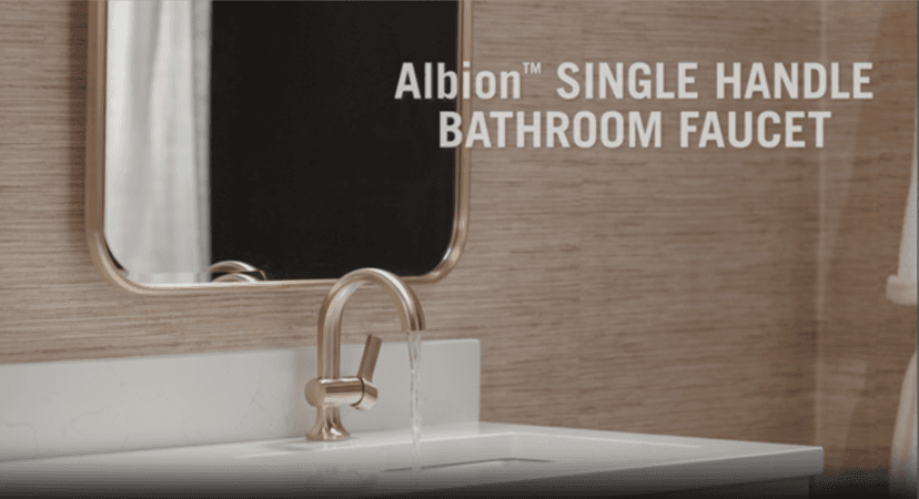 Delta Faucet Albion Single Hole Bathroom Faucet, Matte Black Single Handle Bathroom Faucet, Bathroom Sink Faucet, Metal Push Pop-Up Drain Assembly, 1.2 GPM Flow Rate, Matte Black 15855LF-BL