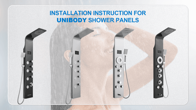 ROVOGO Shower Panel Tower System with Rainfall Mist Shower Head, Body Jets, Handheld and Tub Spout, Led Lights and Temp Display No Battery Needed, Unibody Shower Column 304 Stainless Steel Black