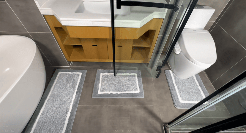 Pauwer Bathroom Rug Mat Set 3 Piece, Microfiber Shaggy Bath Set, Non-Slip Ultra Soft Carpet Mats, Absorbent with U-Shaped Toilet for Bathroom, Tub, Shower, Dark Grey