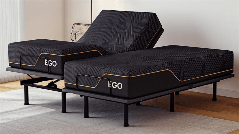 EGOHOME Split King Adjustable Bed Frame and 14 inch Copper Gel Memory Foam Mattress Set, Metal Foldable Bed Base with Remote, Head and Foot Incline, Zero Gravity Mode, Easy Assembly