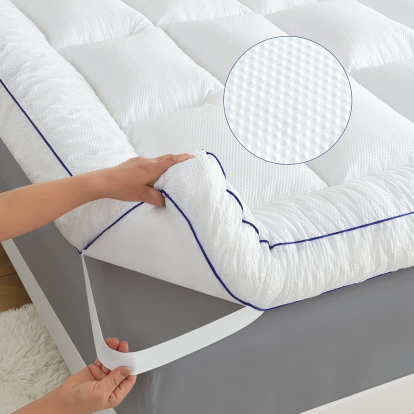 WhatsBedding 4 Inch Memory Foam Mattress Topper King Size, with 3D Bubble Mattress Pad Cover, Soft Quilted 100% Cotton Layer for Back Pain, White(78"x80")
