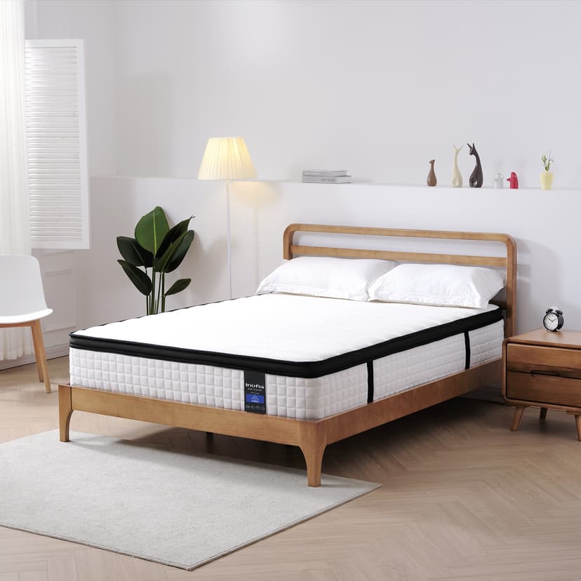 Inofia Twin Mattress, 10 Inch Hybrid Innerspring Single Mattress Cool Twin Bed Supportive & Pressure Relief, Breathable Soft Knitted Fabric Cover, Medium Firmness