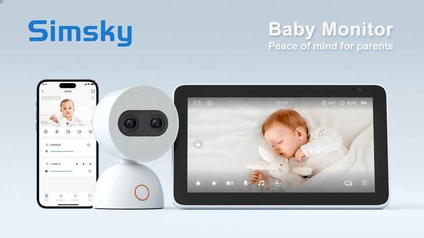 Simsky Video Baby Monitor, Dual 4MP Cameras with 6X Zoom, 7" UHD Large Touch Screen Smart Portable Audio Monitor, 24/7 Recording in app, AI Tracking, Intelligence Detection, 32GB Local Storage