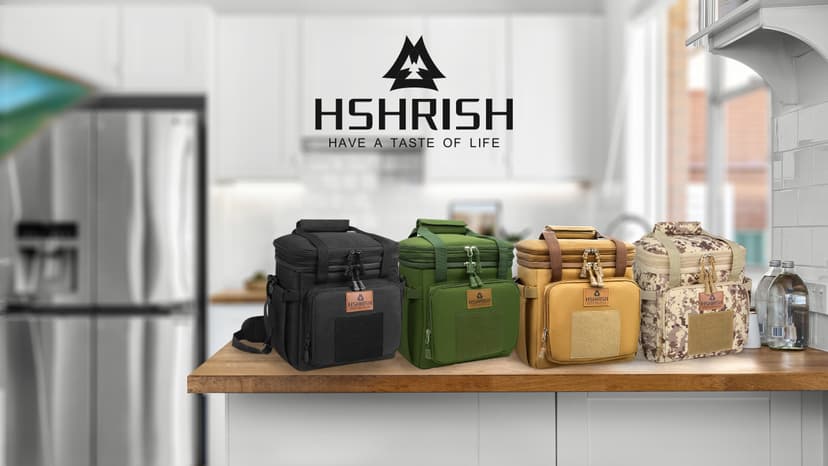 HSHRISH Tactical Lunch Box, Large Expandable Insulated Lunch Bag, Durable Waterproof Leakproof Cooler Bag for Adults/Men/Women/Work Outdoor Beach Trips, 20 Cans/15 L, Black