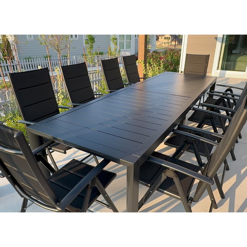 PURPLE LEAF Outdoor Dining Table 121" X 37" Slatted Tabletop Large Aluminum Rectangular Patio Dining Table for 10, Weather-Resistant Patio Table for Backyard Garden Lawn Porch Deck