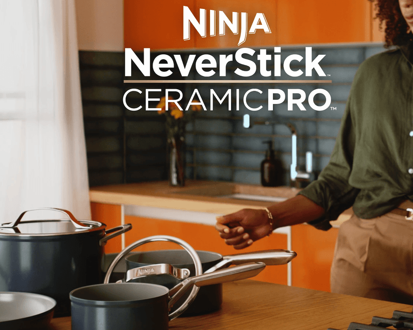 Ninja Ceramic Pro 14-Piece Cookware Set, Non-Stick Pots & Pans Set with Glass Lids, PTFE Free, Ceramic Coated, Oven Safe, All Stovetops & Induction Compatible, Midnight Blue, CW39014MM