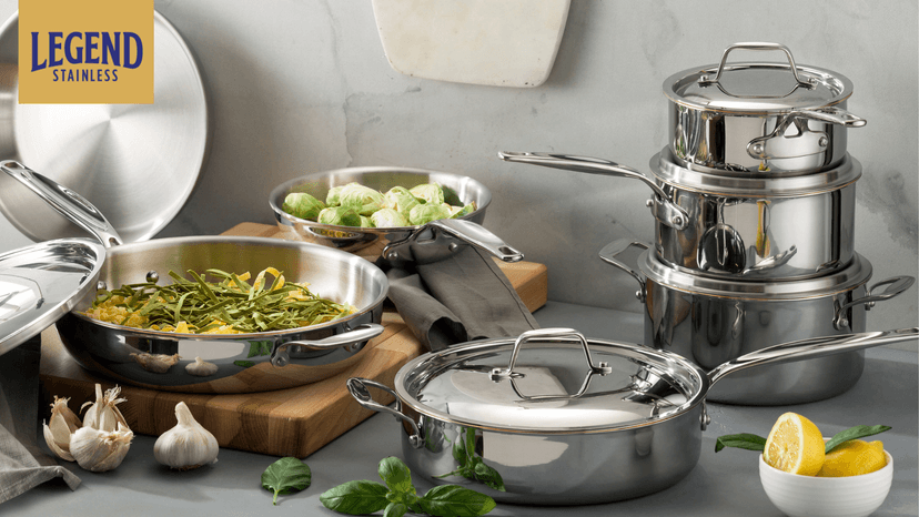 LEGEND COOKWARE 3 Ply Stainless Steel Pots and Pans Set | 10-Piece, Induction, Non-Toxic, Oven Safe | Best 18/8 Full Clad | Premium Kitchen Cooking, Professional Chef Quality | PFOA, PTFE & PFOS Free