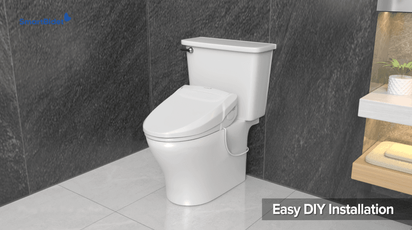 SmartBidet SB-2000WE Electric Bidet Toilet Seat with Heated Seating, Warm Air Dryer, Temperature Control Wash, and Control Panel, Elongated Seating