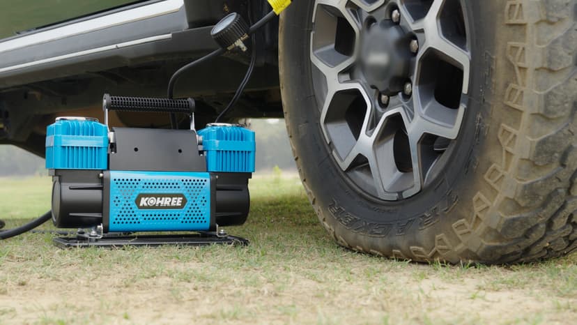 Kohree 12V Dual Cylinder Air Compressor, 12.35 ft³/Min Fast Tire Inflator, Portable Heavy Duty Tire Pump with Max 150 PSI for Offroad Truck, RV, 4x4 Vehicles