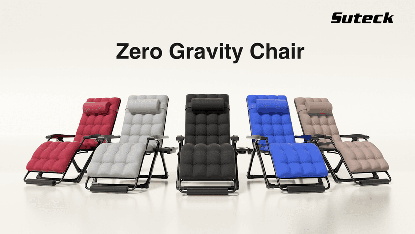Suteck Oversized Zero Gravity Chair,33In XXL Lounge Chair w/Removable Cushion&Headrest, Reclining Camping Chair w/Upgraded Lock and Footrest, Reclining Patio Chairs Recliner for Indoor Outdoor,500LBS