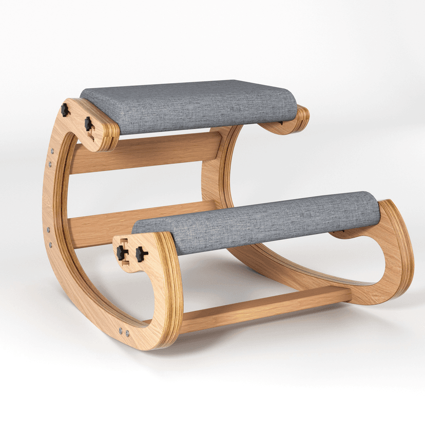 Ergonomic Kneeling Chair with Wooden Frame - Adjustable Height Office Chair with Soft Padding for Back Pain Relief, Posture Correcting Home & Office Desk Chair