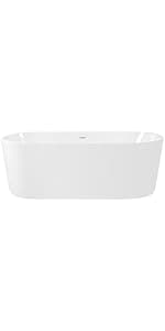 71" Acrylic Freestanding Bathtub Contemporary Soaking White Tub