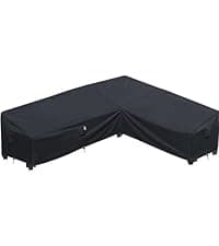Heavy Duty Outdoor Sectional Sofa Cover, 85"X85" V-Shaped 5-Seater Waterproof 600D Patio Sectional Couch Cover, Lawn Patio Furniture Cover,Desert Khaki