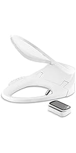 Kohler PureWash E580 Elongated Bidet Toilet Seat, White, Quiet-Close Lid Prevents Slamming, Self-Cleaning Wand, Adjustable Water Pressure with Multiple Cleansing Options